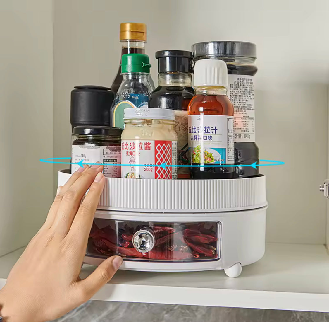 360° Rotation Spice Rack, Large Capacity Cosmetic Storage Tray, Kitchen Seasoning Cosmetic Tray 360° Rotation Spice Rack, Large Capacity Cosmetic Storage Tray, Kitchen Seasoning Cosmetic Tray